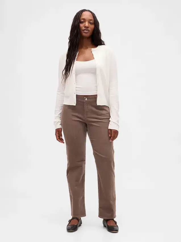 Pantalones rectos ajustados de pana de talle bajo estilo de los 90