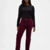 Pantalones rectos ajustados de pana de talle bajo estilo de los 90