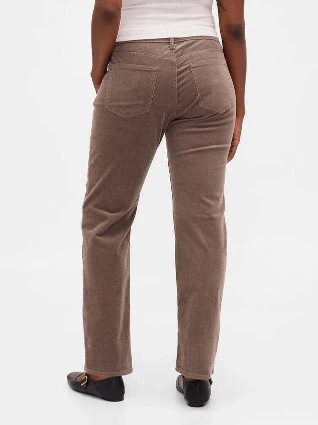 Pantalones rectos ajustados de pana de talle bajo estilo de los 90