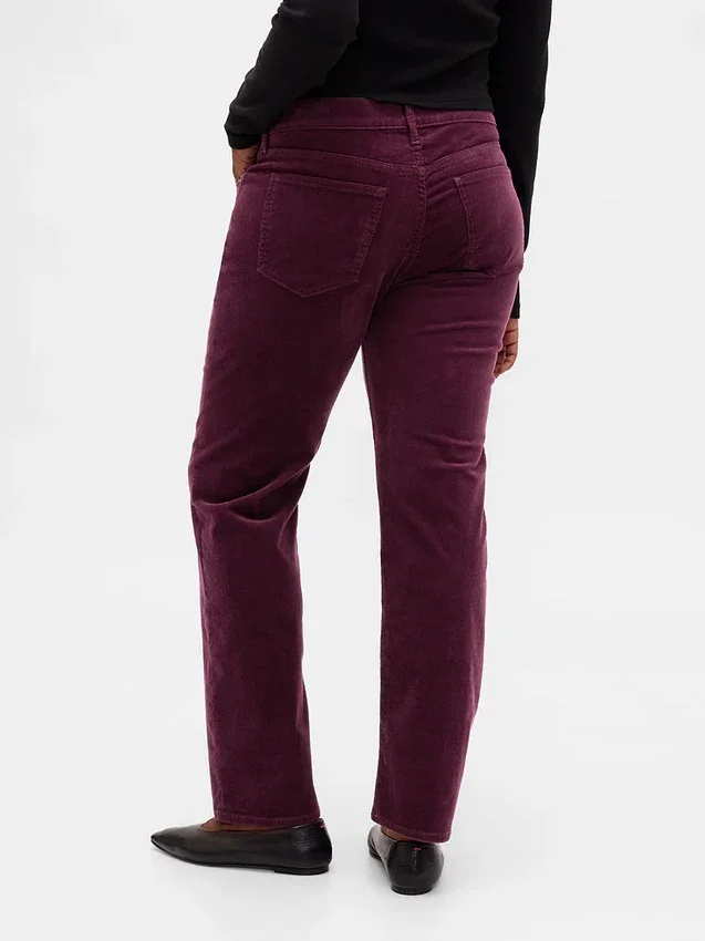 Pantalones rectos ajustados de pana de talle bajo estilo de los 90