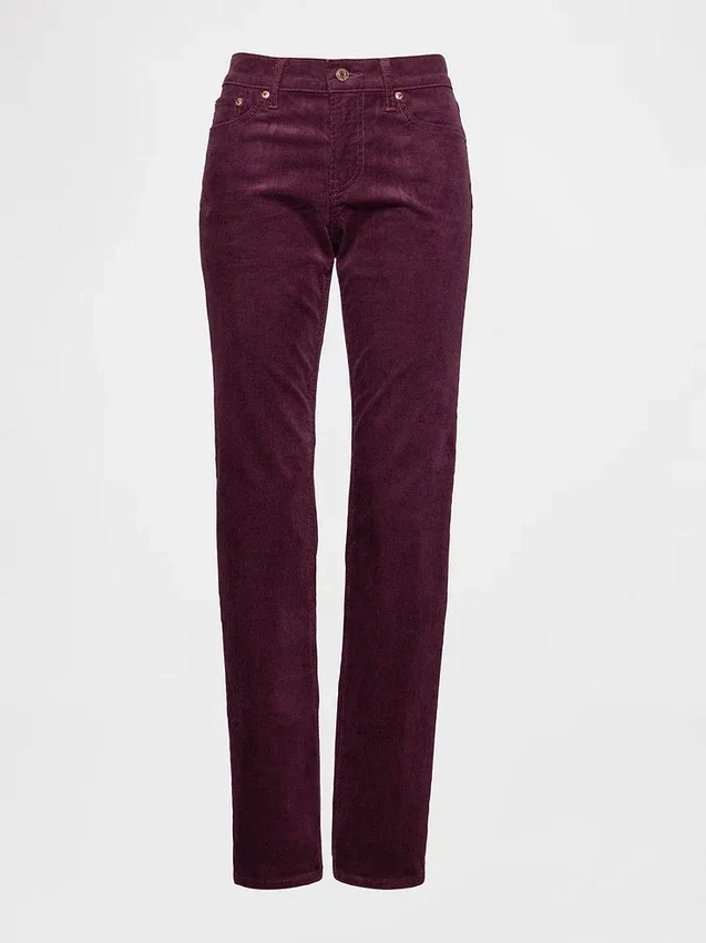 Pantalones rectos ajustados de pana de talle bajo estilo de los 90