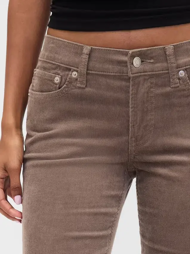 Pantalones rectos ajustados de pana de talle bajo estilo de los 90