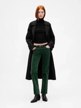 Pantalones rectos ajustados de terciopelo de talle bajo estilo de los 90
