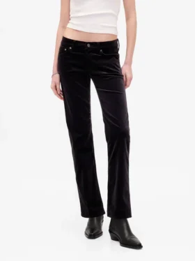 Pantalones rectos ajustados de terciopelo de talle bajo estilo de los 90