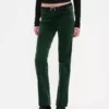 Pantalones rectos ajustados de terciopelo de talle bajo estilo de los 90