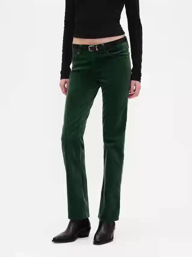 Pantalones rectos ajustados de terciopelo de talle bajo estilo de los 90