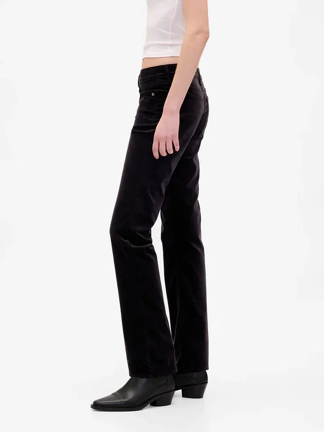 Pantalones rectos ajustados de terciopelo de talle bajo estilo de los 90