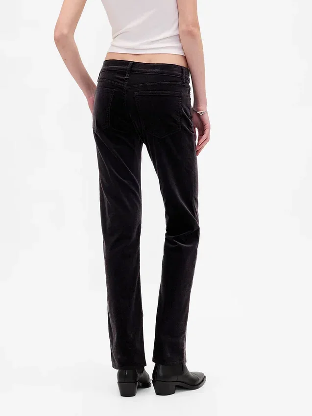Pantalones rectos ajustados de terciopelo de talle bajo estilo de los 90