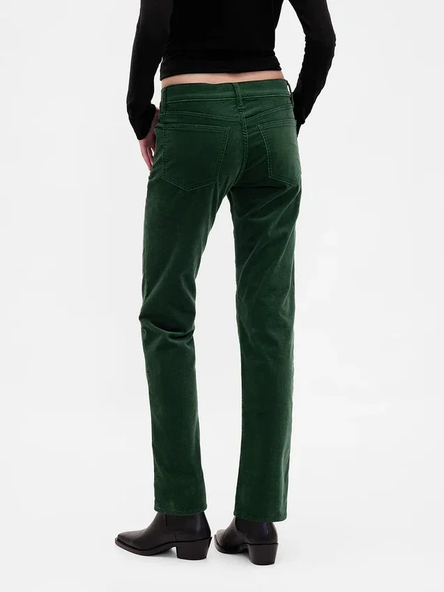 Pantalones rectos ajustados de terciopelo de talle bajo estilo de los 90