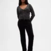 Pantalones rectos ajustados de terciopelo de talle bajo estilo de los 90