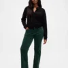 Pantalones rectos ajustados de terciopelo de talle bajo estilo de los 90