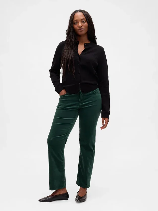 Pantalones rectos ajustados de terciopelo de talle bajo estilo de los 90