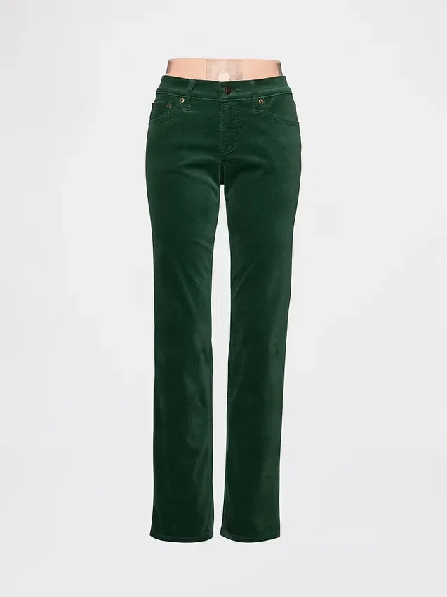 Pantalones rectos ajustados de terciopelo de talle bajo estilo de los 90