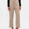 Pantalones rectos de cintura alta de sarga hasta el tobillo