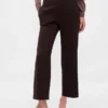 Pantalones rectos de cintura alta de sarga hasta el tobillo
