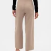 Pantalones rectos de cintura alta de sarga hasta el tobillo