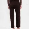 Pantalones rectos de cintura alta de sarga hasta el tobillo