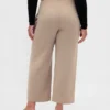 Pantalones rectos de cintura alta de sarga hasta el tobillo