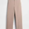Pantalones rectos de cintura alta de sarga hasta el tobillo