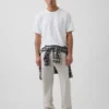 Pantalones rectos holgados de lino y algodón
