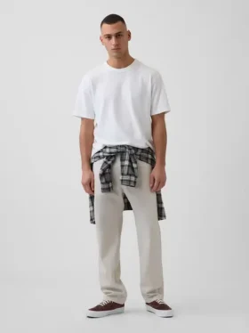 Pantalones rectos holgados de lino y algodón