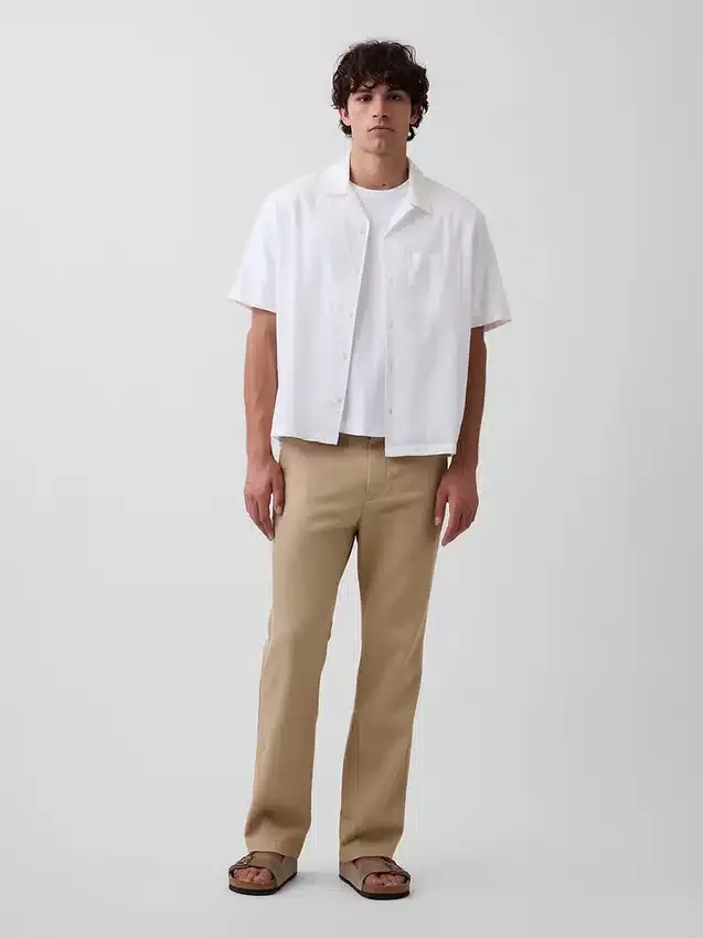 Pantalones rectos holgados de lino y algodón