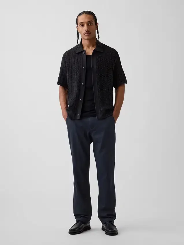 Pantalones rectos holgados de lino y algodón