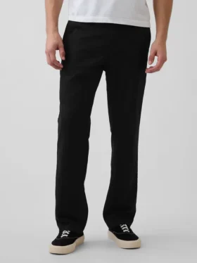 Pantalones rectos holgados de lino y algodón