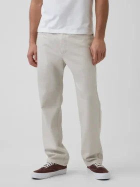 Pantalones rectos holgados de lino y algodón