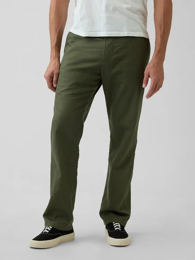 Pantalones rectos holgados de lino y algodón