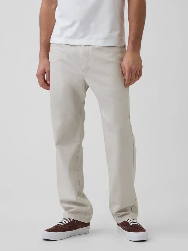 Pantalones rectos holgados de lino y algodón