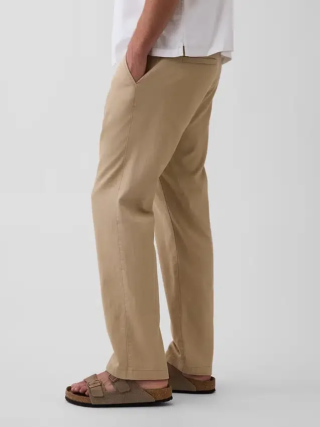 Pantalones rectos holgados de lino y algodón