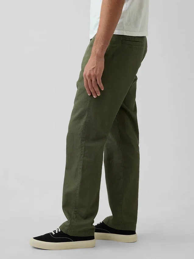 Pantalones rectos holgados de lino y algodón