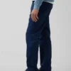 Pantalones rectos holgados de lino y algodón