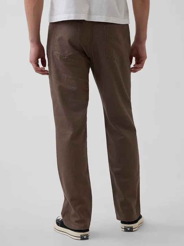 Pantalones rectos holgados de lino y algodón