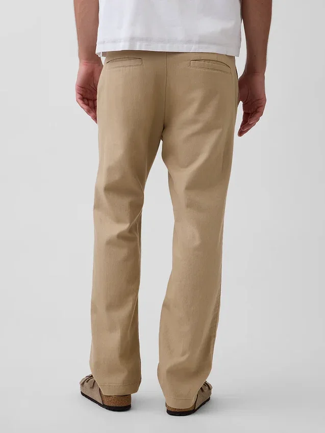 Pantalones rectos holgados de lino y algodón