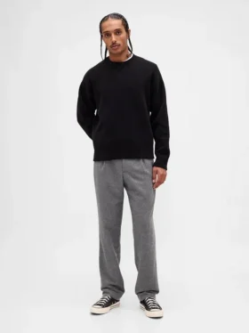 Pantalones rectos holgados de mezcla de lana