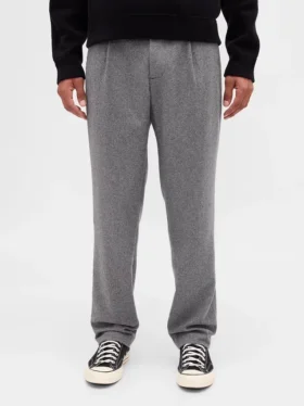 Pantalones rectos holgados de mezcla de lana
