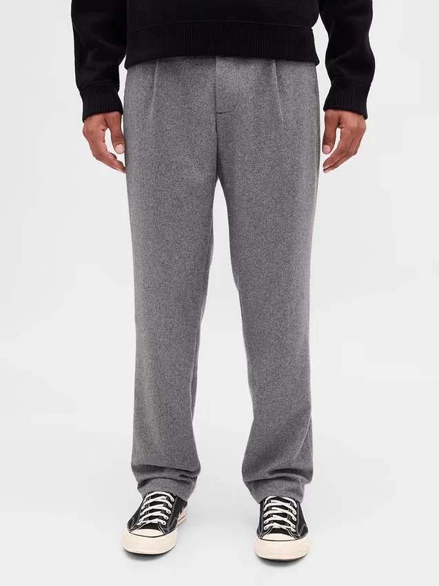 Pantalones rectos holgados de mezcla de lana
