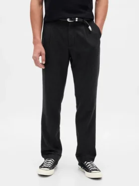 Pantalones rectos holgados de mezcla de lana