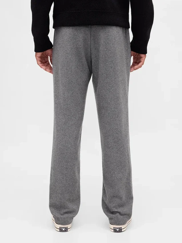 Pantalones rectos holgados de mezcla de lana