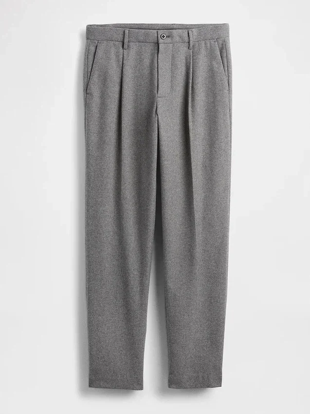 Pantalones rectos holgados de mezcla de lana