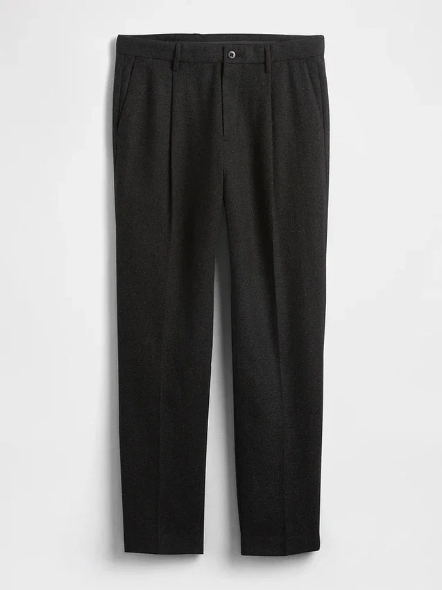 Pantalones rectos holgados de mezcla de lana