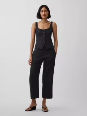Pantalones rectos holgados hasta el tobillo de mezcla de lino