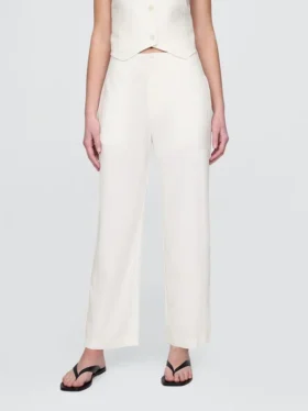 Pantalones rectos holgados hasta el tobillo de mezcla de lino