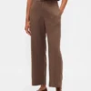 Pantalones rectos holgados hasta el tobillo de mezcla de lino