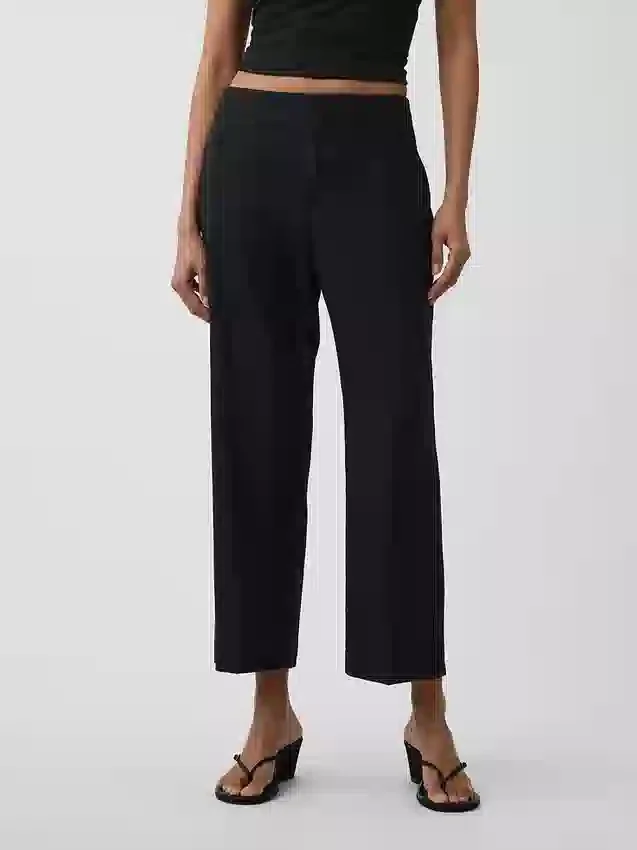 Pantalones rectos holgados hasta el tobillo de mezcla de lino