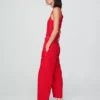 Pantalones rectos holgados hasta el tobillo de mezcla de lino