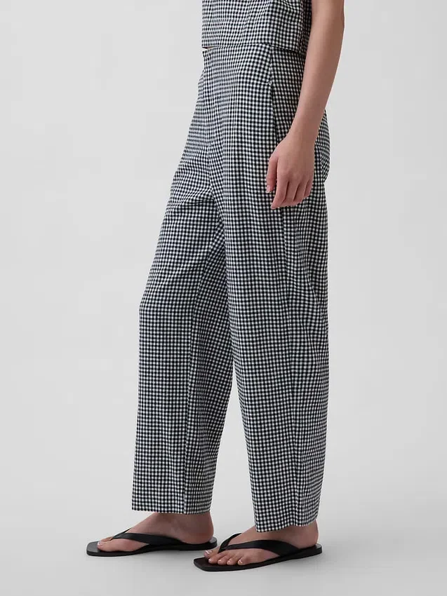 Pantalones rectos holgados hasta el tobillo de mezcla de lino