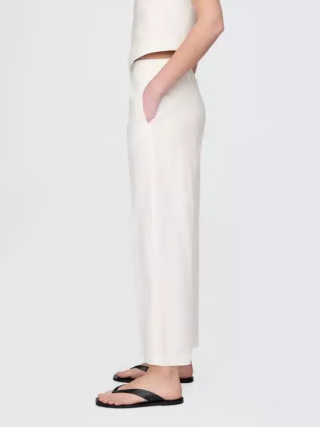 Pantalones rectos holgados hasta el tobillo de mezcla de lino